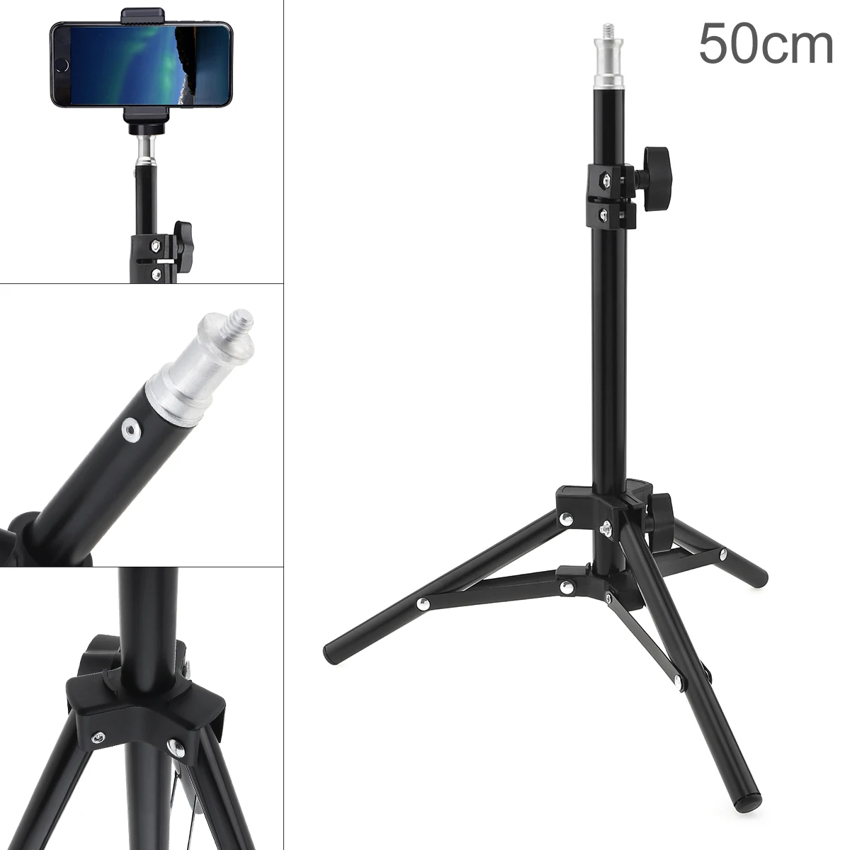 

50cm Selfie Ring Fill Light Tripod Photography Light Stand Fit for Live Broadcast Photo Studio Video Lighting Studio Kits