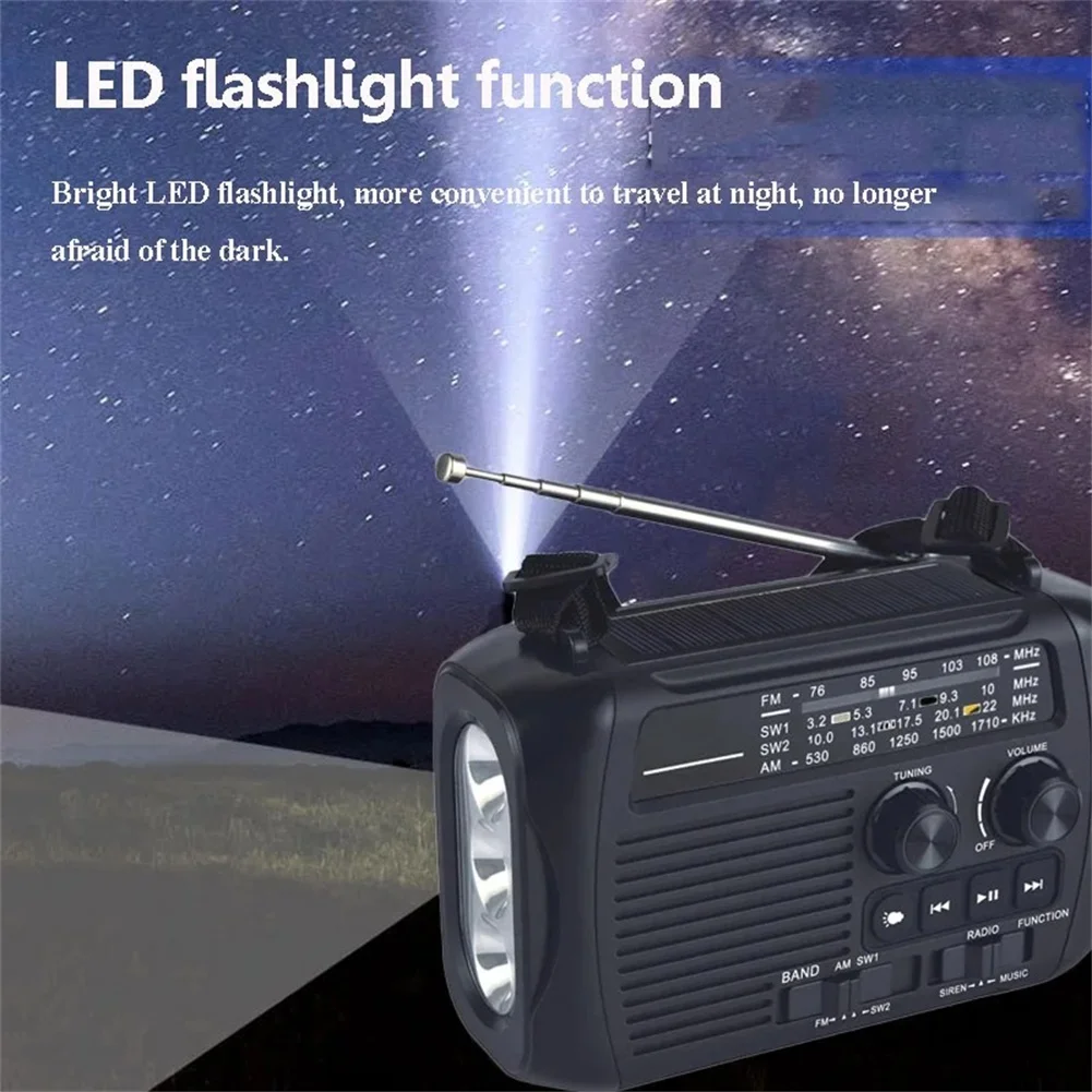

FM AM SW Radio Solar Hand Crank Radio Outdoor Activities Rechargeable Lithium Battery Adjustable Carrying Strap Solar Random