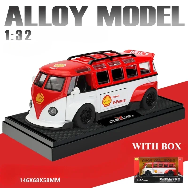 1:32 Volkswagen T1 Bus Sound and Light Alloy Car Model Roof Cover Detachable Children's Toy Pendant Gift