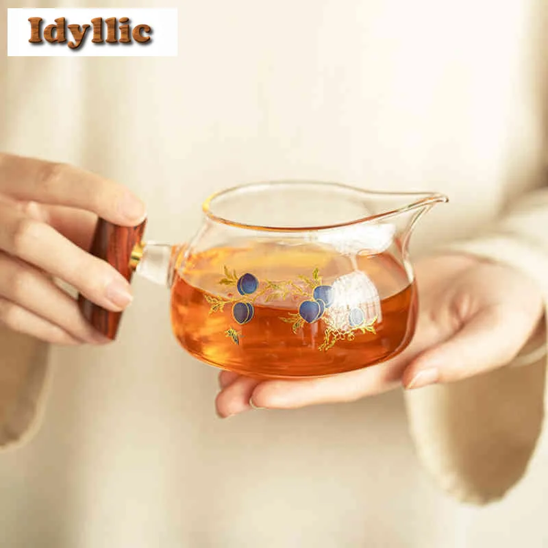 

350ml (change Color When Heat) Peach Pattern Glass Tea Pitcher Pour Tea Cha Hai Dispenser Justice Cup Fair Mug Teaset Supplies