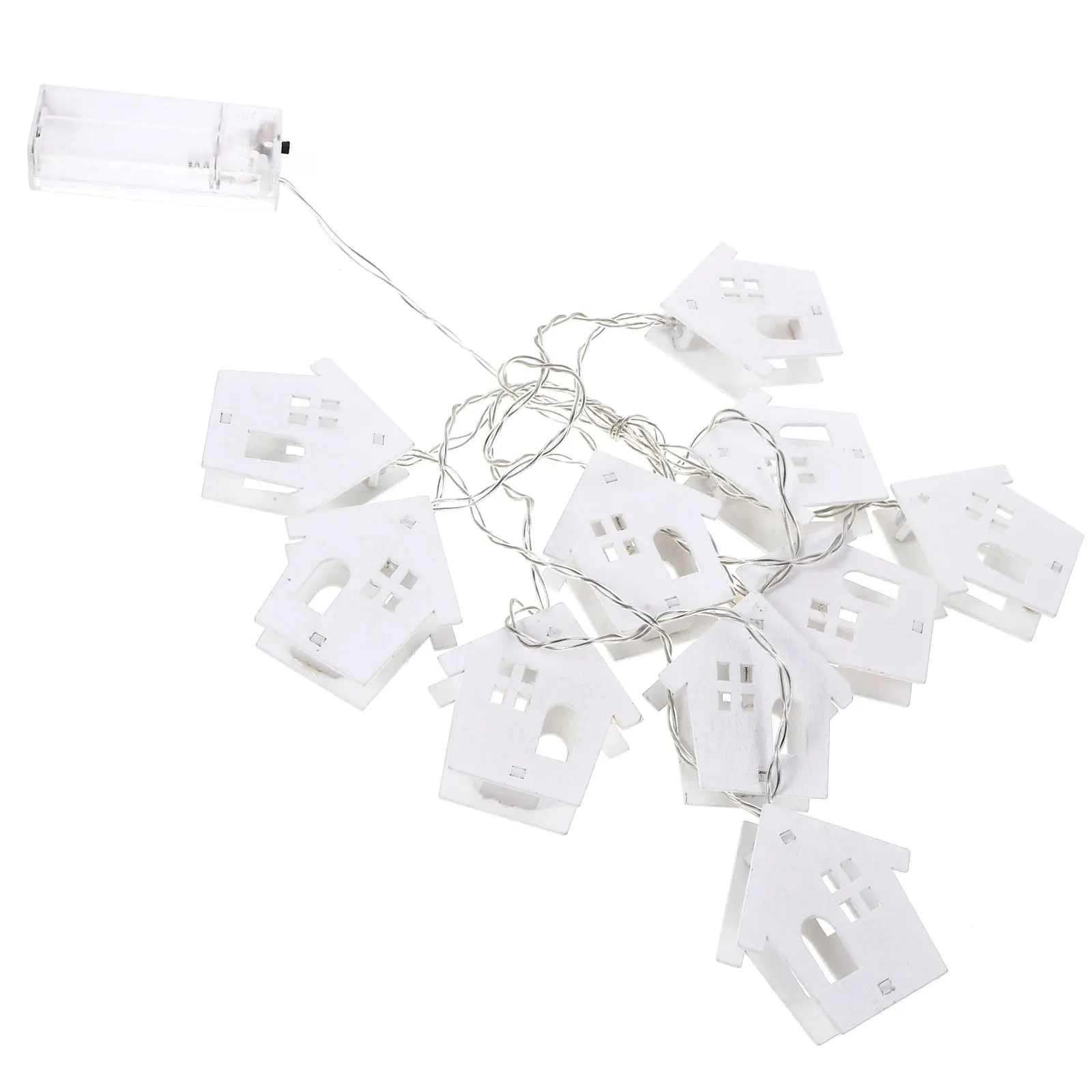 

Wooden LED Snowflake Cabin String Lights Adjustable Length Party Decorations Operated Fairy Lights Outdoor Garden Xmas