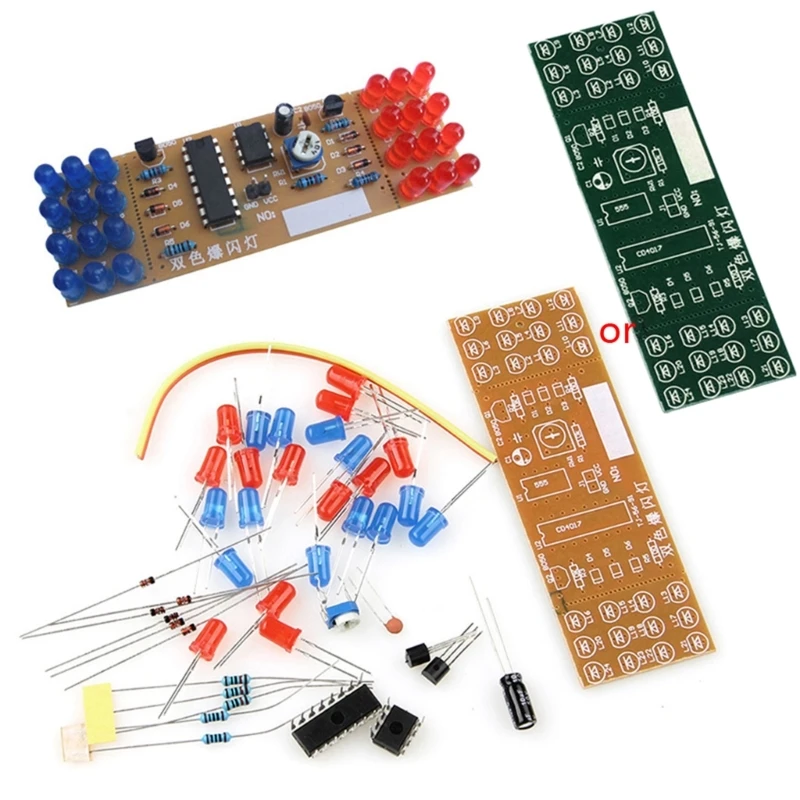 

NE555 + CD4017 Dual LED Red Blue Flashing Lights DIY for DC 9V 12V