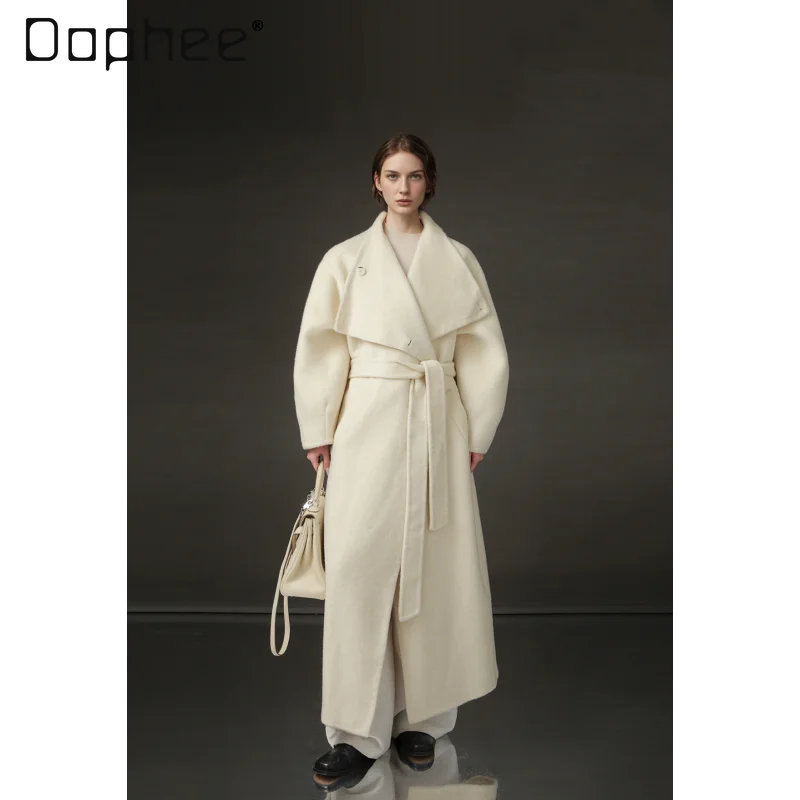 

Luxurious Stand Collar Loose High-end Double-sided Cashmere Coat Versatile Winter Commuting Style Fashion Mid-length Wool Coat