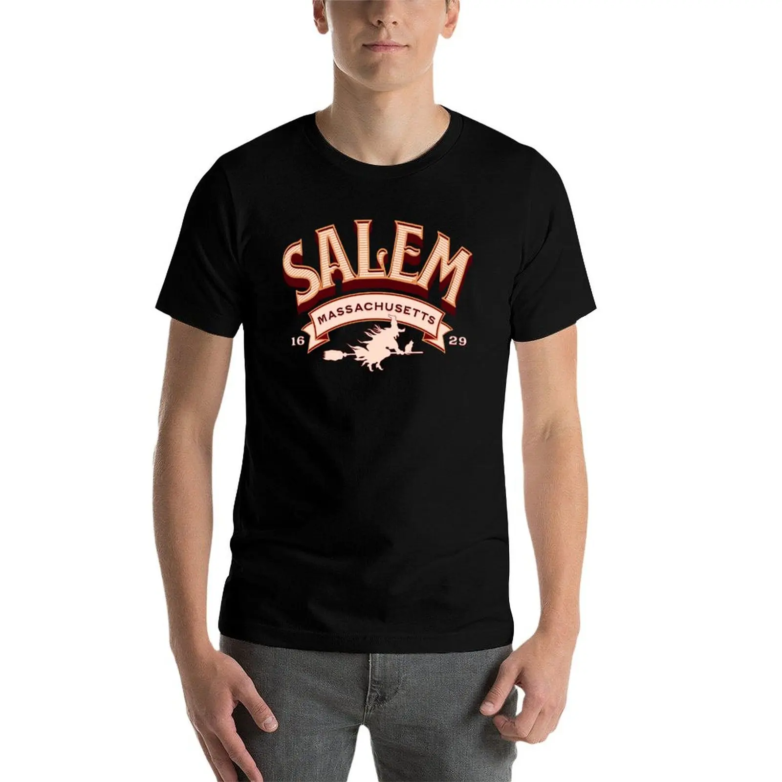 Salem Massachusetts Vintage Witch Logo T-Shirt t shirts for man graphic tees t shirt man cotton T-Shirt