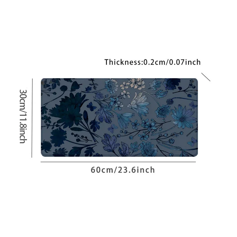 Retro Blue Floral Large Game Mouse Pad Chrysanthemum 40x90 Table Mat Non-slip Rubber Office Keyboard Pad Desktop PC Accessories