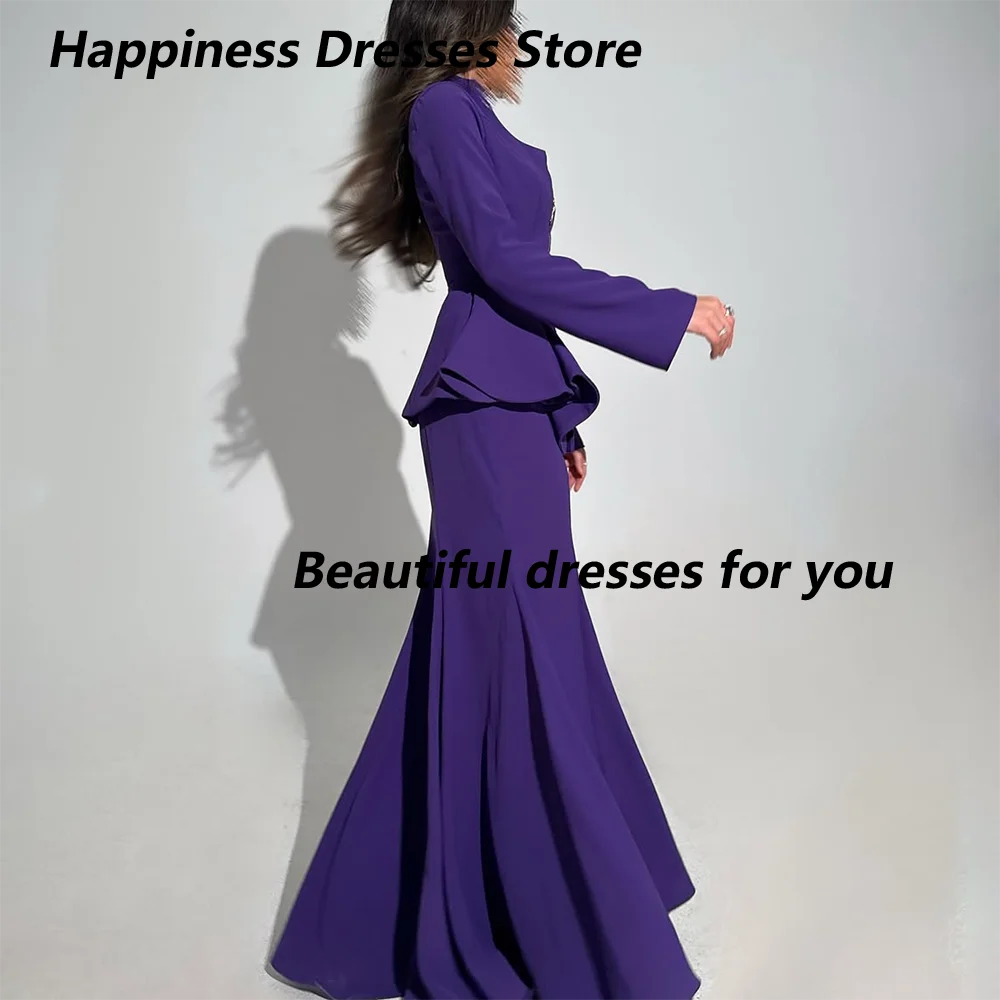 Purple Evening Dress V-Neck Long Sleeves Elegant Women's Evening Gowns 2025 Mermaid Modern Wedding Guest Dresses Customized