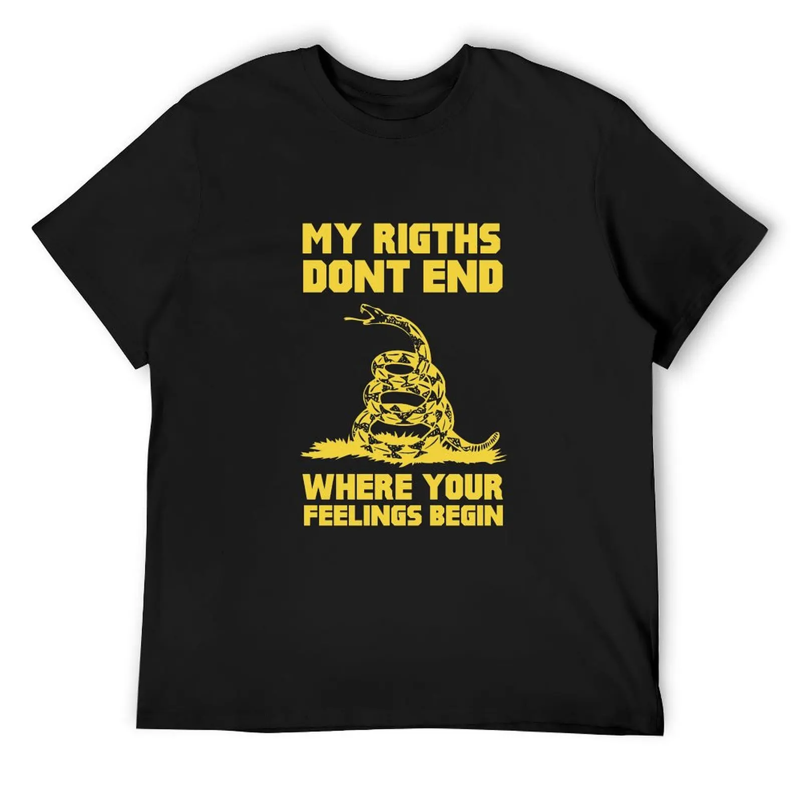 My Rights Dont End Where Your Feeling Begin gadsden - yellow T-Shirt anime t shirts Short sleeve tee Men's t shirts