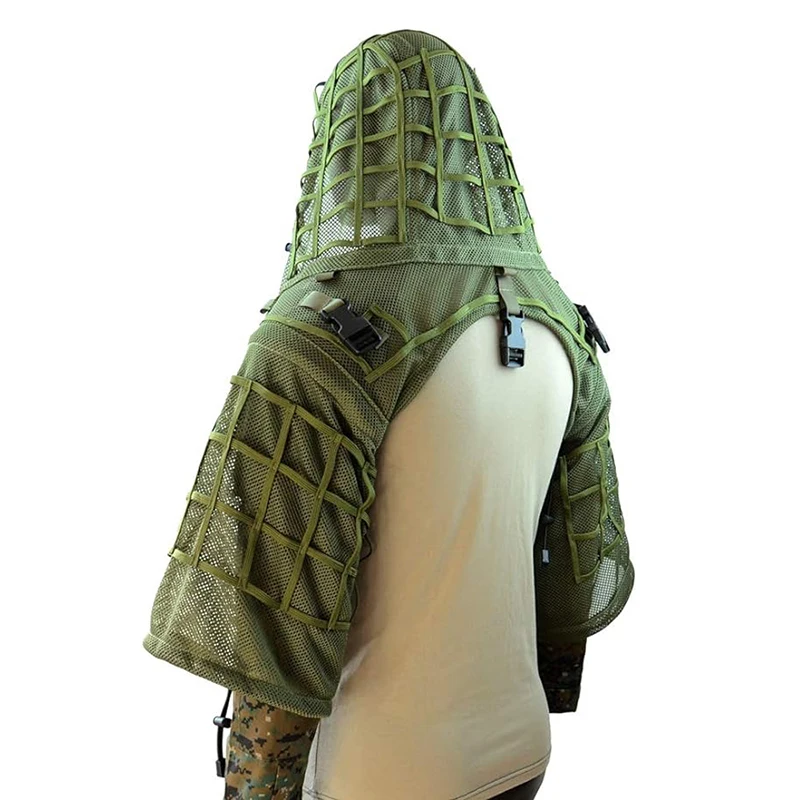 Atmungsaktive Ghillie-Anzug-Grundierung, Mesh-Nylon, Camouflage-Jagd-Ghillie-Basis, Sniper Viper Hood für Airsoft Paintball – Detail 10