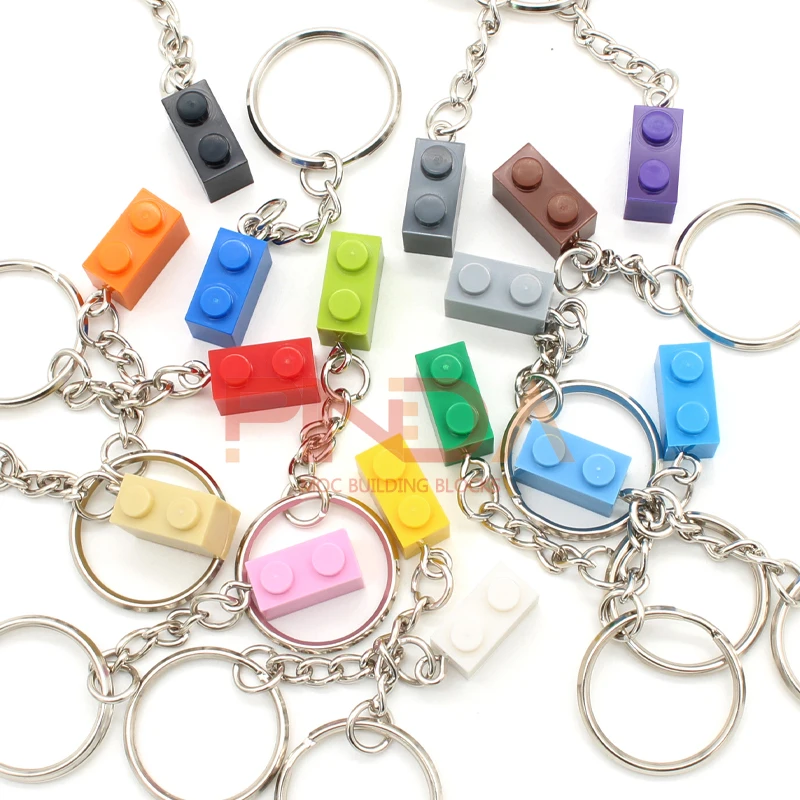 10pcs DIY Building Blocks Key Chain Hanging Ring Bricks Accessories Keychain Creative Brick Kits Compatible All Brands Toys 3004