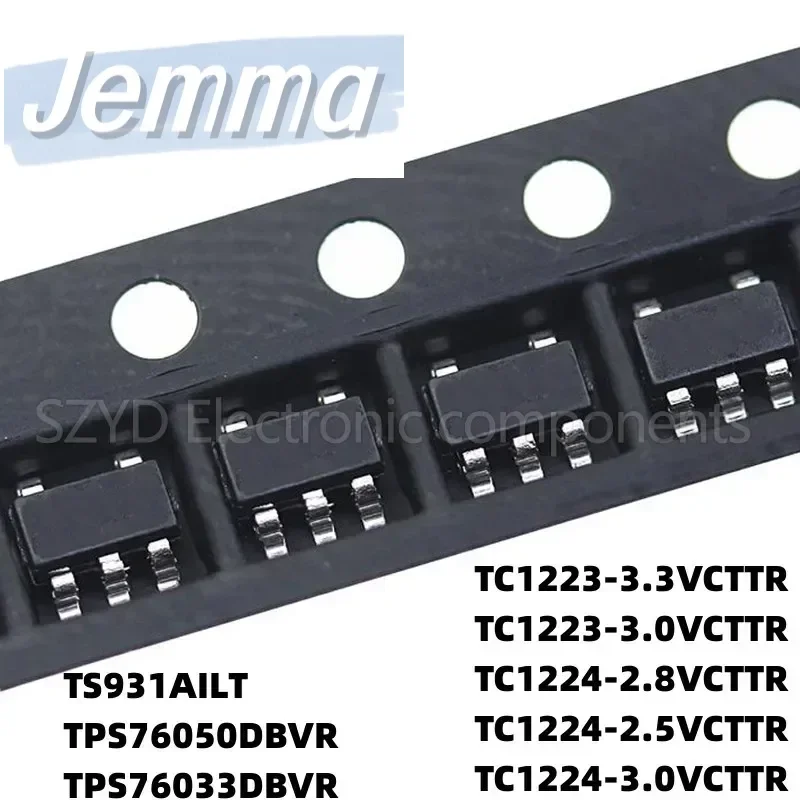 

100PCS SOT23-5 TS931AILT TPS76050DBVR TPS76033DBVR TC1223-3.3VCTTR TC12233.0VCTTR TC12242.8VCTTR TC1224-2.5VCTTR TC1224-3.0VCTTR