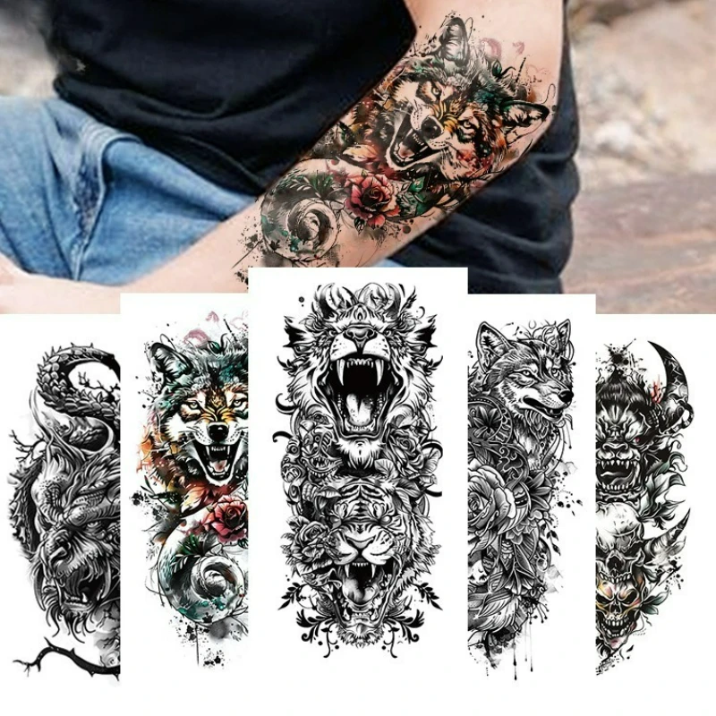 

Temporary Tattoos for Men Women,Tattoo Stickers,Waterproof Long-Lasting,Fake Tattoo,Animal dragon wolf Tattoo