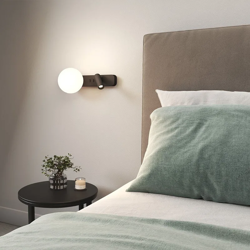 Simple Modern Bedside Reading Lamp Designer Wall Lamp Bedroom Bedside Black Double head  LED Wall Lamp Night Light