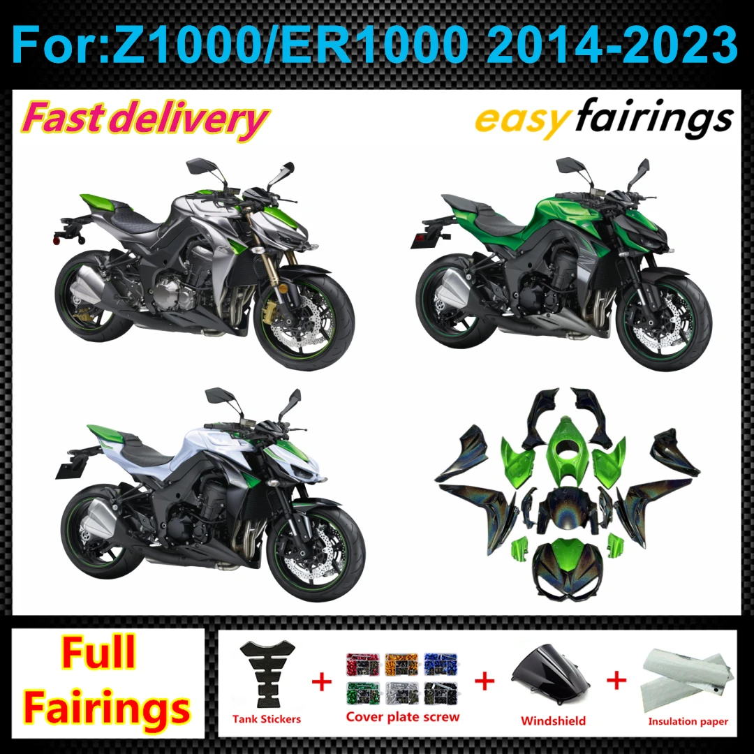 Full Fairing Bodywork Set for Kawasaki Z1000 ER1000 2014-2022 ABS Injection Molding Aftermarket Kit Pre-Drilled Fairings Covers
