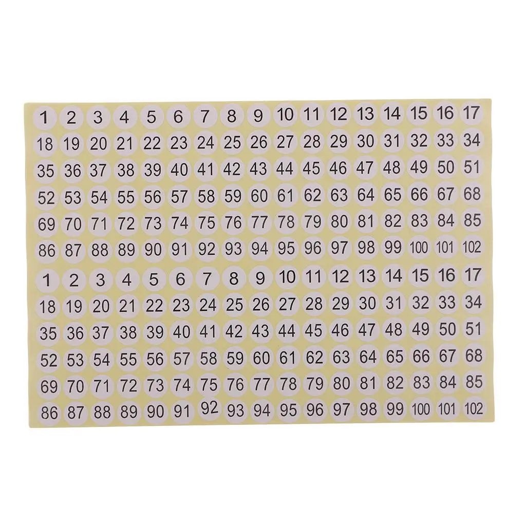 15 Sheets Round Sticky 02 Numbers Stickers, Self Small Garment Numbered Labels, for Use