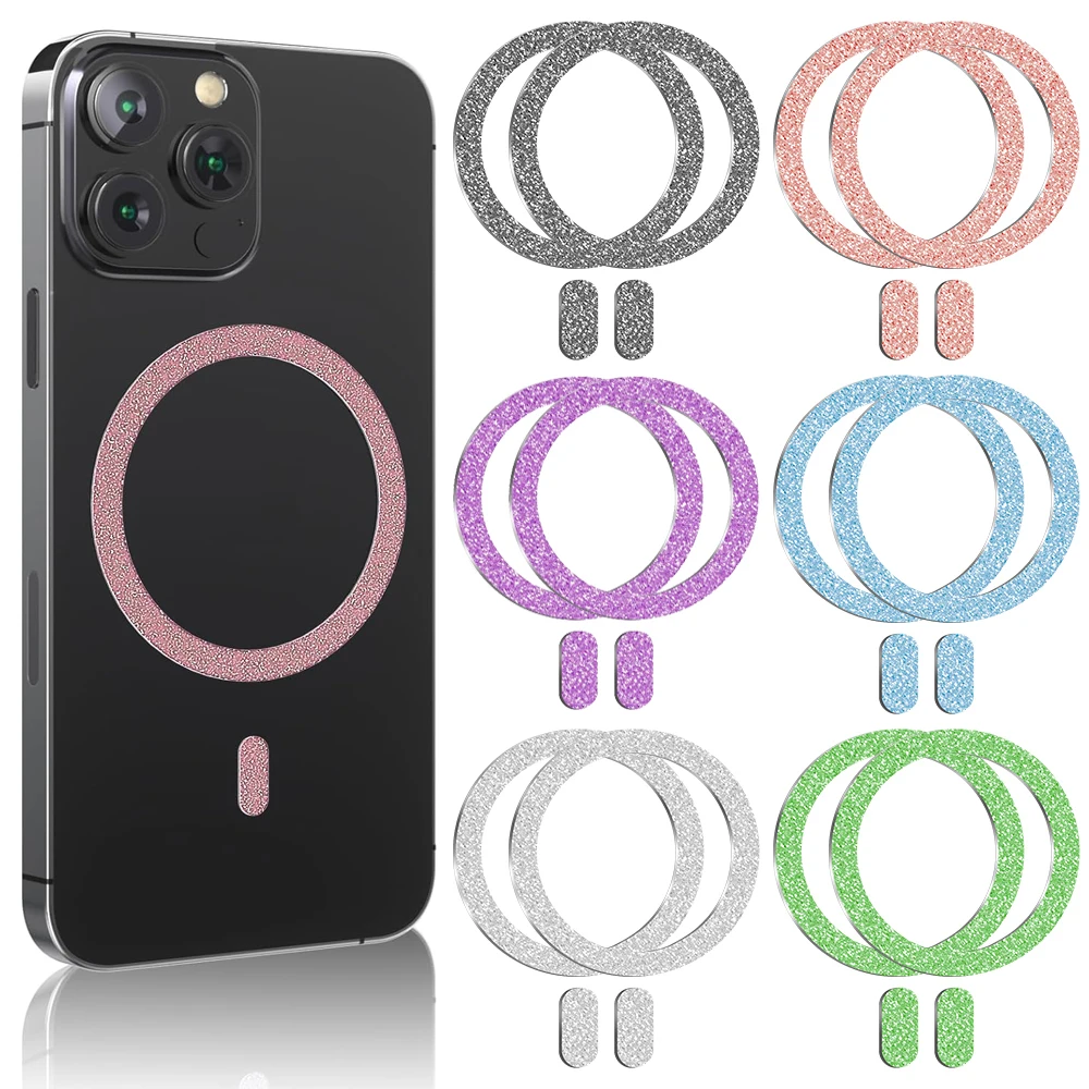 

Самоклеящаяся магнитная металлическая нашивка-кольцо для iPhone Samsung Xiaomi Huawei для Magsafe, блестящая магнитная пластина, держатель для телефона, лист
