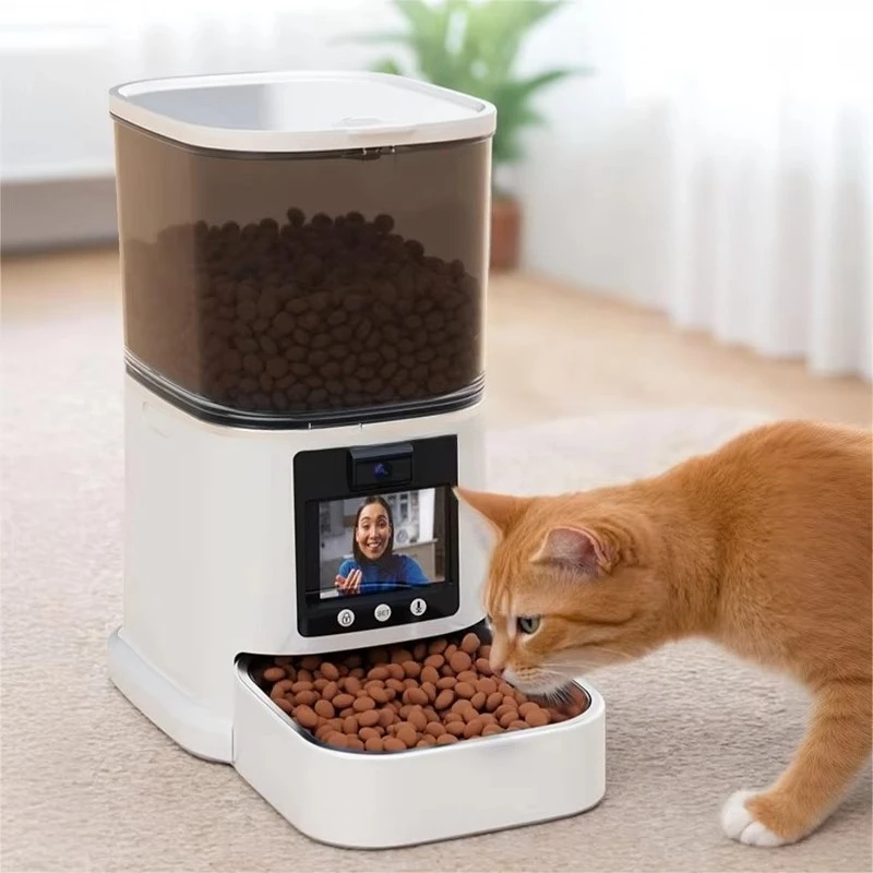 Smart Dog Feeder Remote Control HD Night Vision Rotatable Camera Intelligent Pet Food Dispenser with Two Way Video