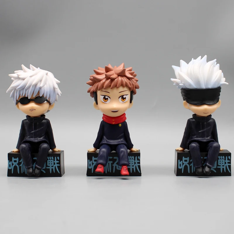 Gk Jujutsu Kaisen Q Version Sitting Posture Anime Figure Itadori Yuji Satoru Gojo Cartoon Model Desktop Ornaments Doll Gift