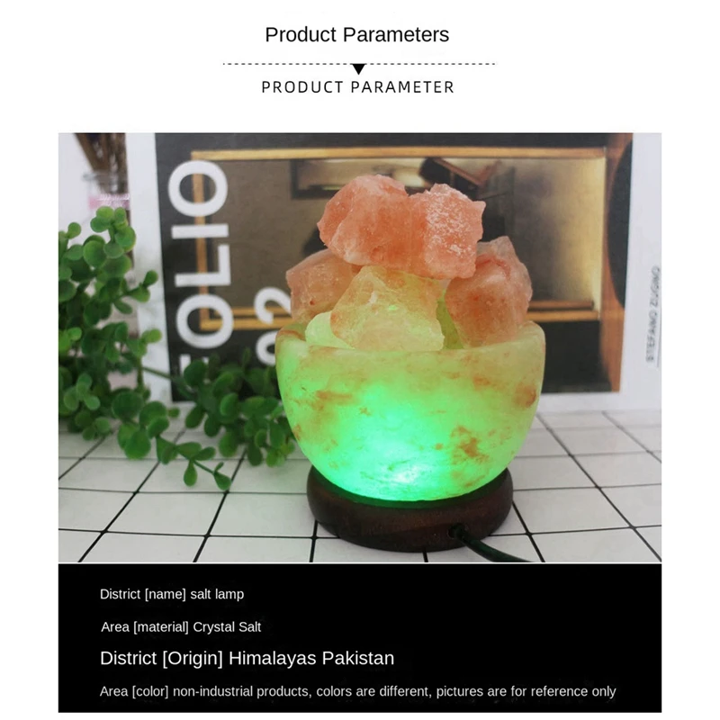 Himalayas Crystal Salt Lamp LED Colorful Color Changing Night Light Air Purifier Decorative Bedside Table Lamp Ornament