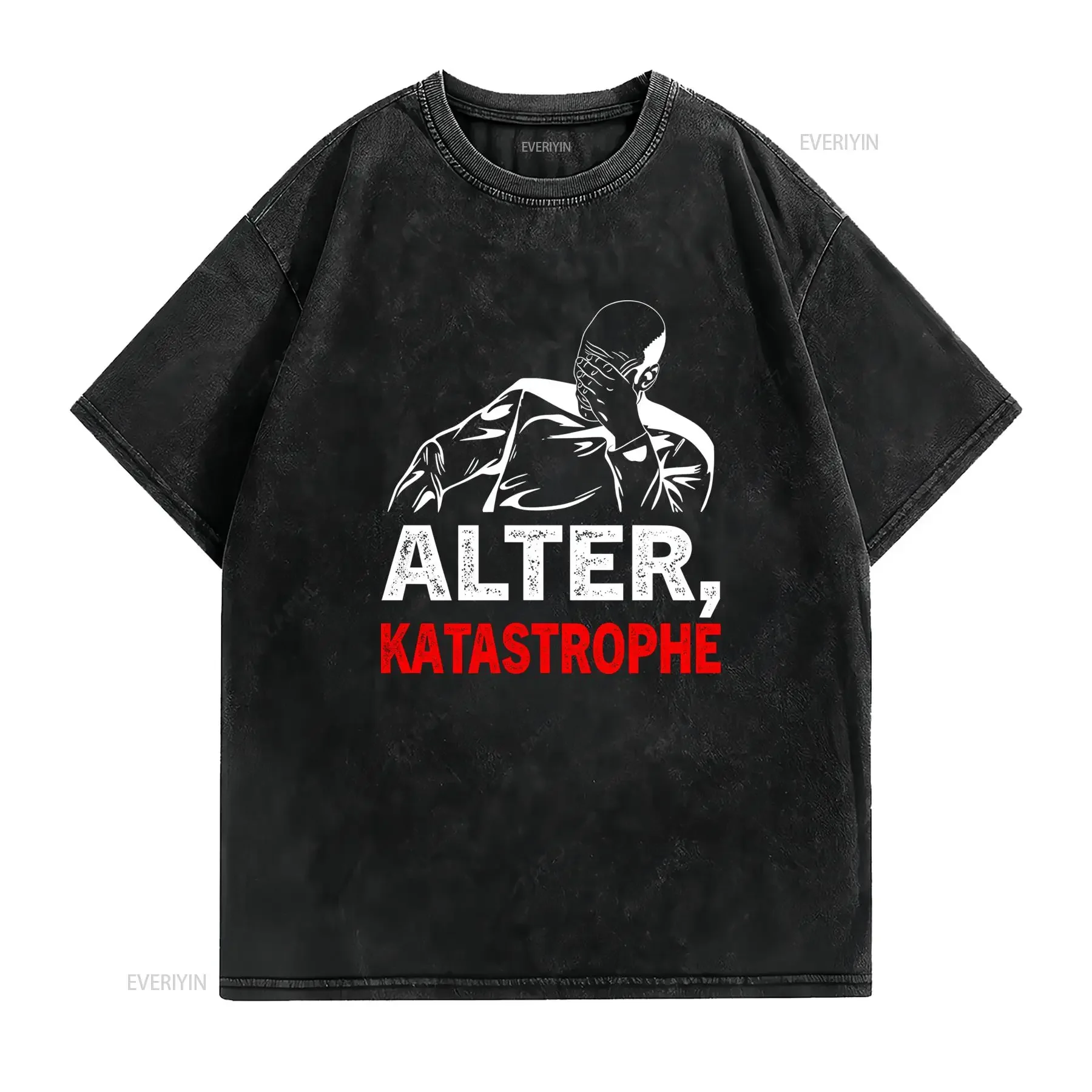 Gothic Streetwear Alien Xenomorph Line Art Alter Katastrophe Slogan Print Casual T Shirt vintage Washed designer clothes