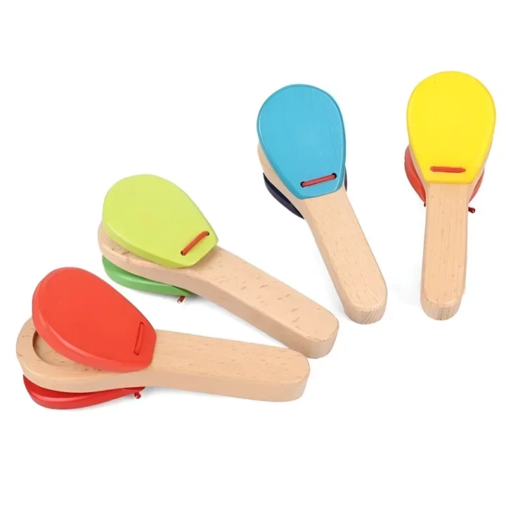 1pcs Orff Instruments Wooden Castanets Hand Percussion Music Toy for Children Early Learning Party Performance Entertainment