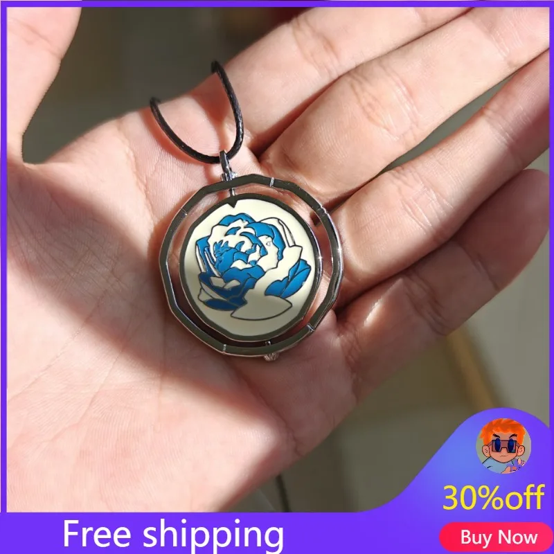 League of Legends Arcane Figure Jinx Same Style Necklace Blue Rose Rotatable Pendant  Season 2 Cospaly Peripherals Gift Toys