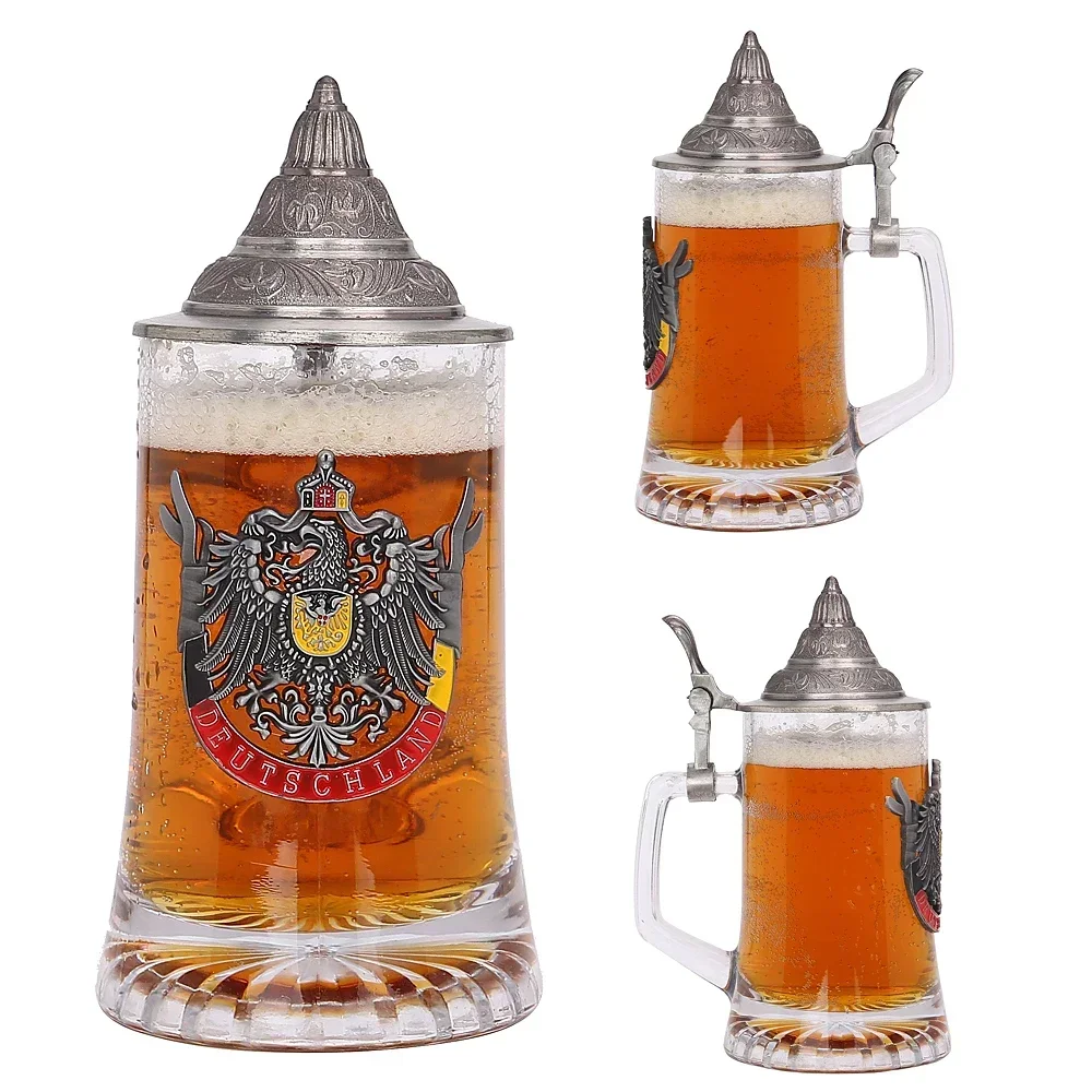 

German Embossed Beer Mugs Painting Wine Glass Cup With Lid Tankard Water Mug Christmas Wedding Gifts Home Crafts Decoration