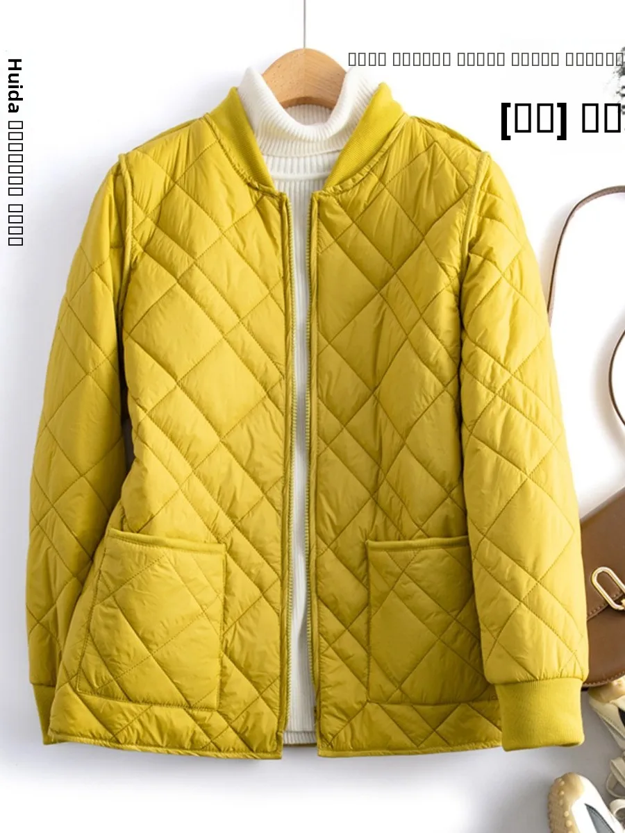 

Легкая стеганая куртка-бомбер из хлопка с ромбовидным узором для женщин, осенне-зимняя, универсальная, на молнии, с наполнителем из хлопка