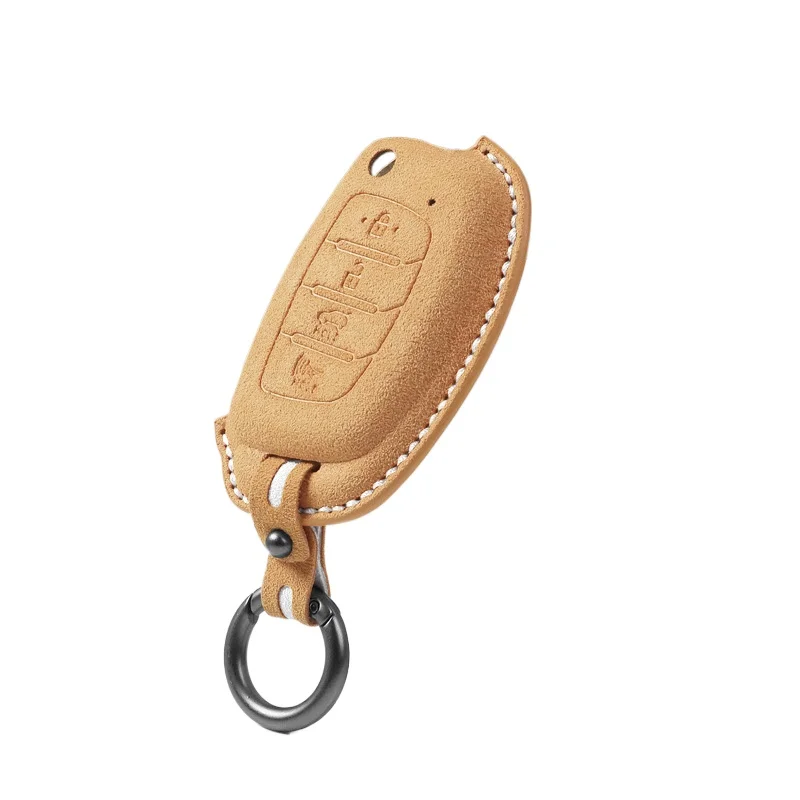 

Premium Suede Leather Key Cover Case for Hyundai Mistra / Langdong / Santa Fe / Ix25 / Ix35 (2024) - Protective Key Fob Shell
