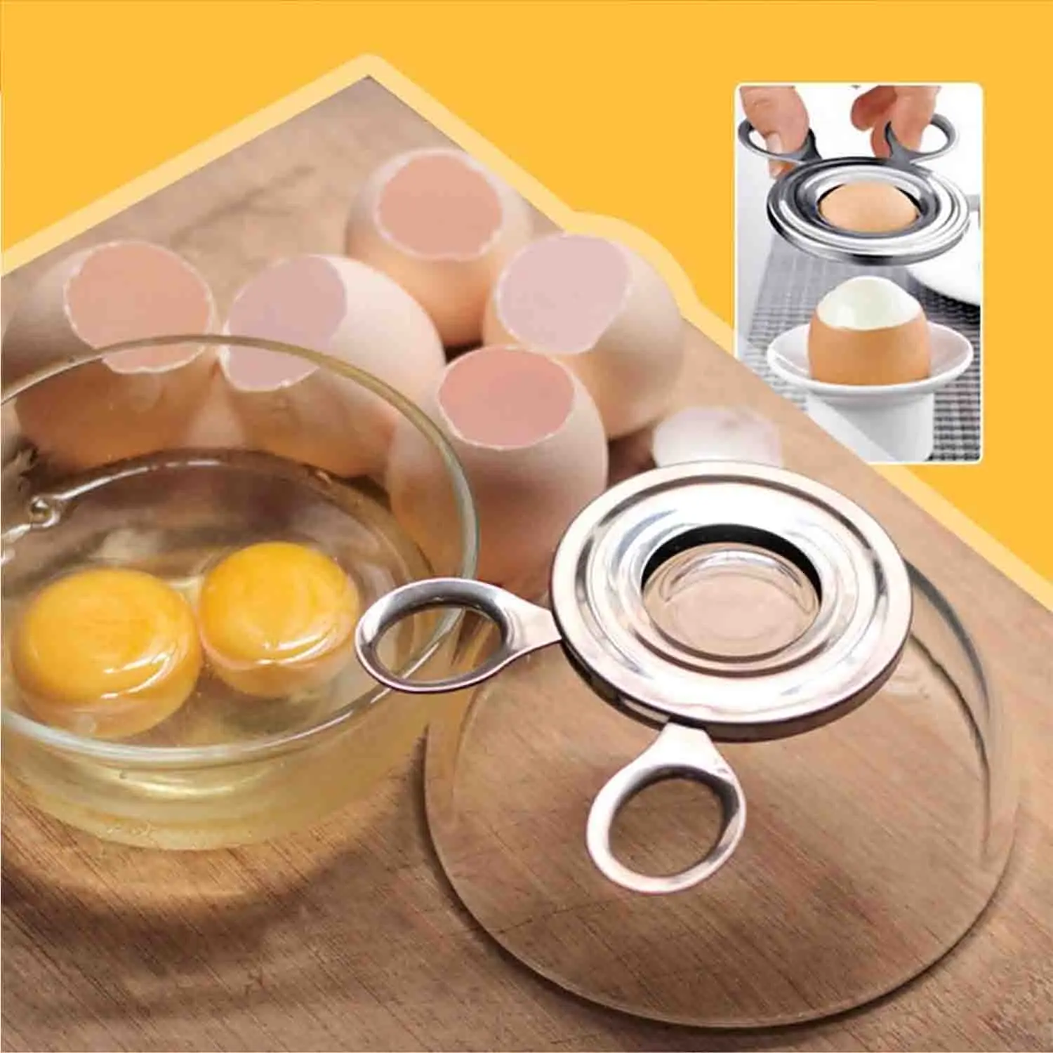 Egg Whisk Tool Multifunctional Whisk Egg Opener Scissors Slice Stainless Steel Slice Egg Separator Kitchen Gadget Accessories