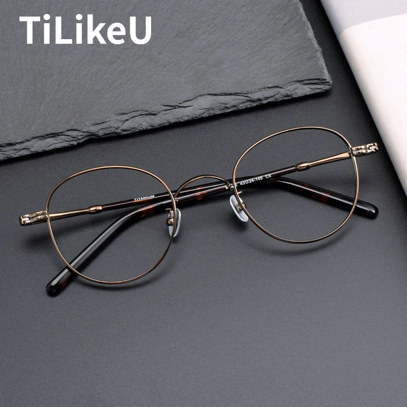 

New Pure Titanium Optical Glasses Frames OL Oval Retro Style Simple Small Face Frame Women Myopia Korean Eyeglasses Frame Unisex