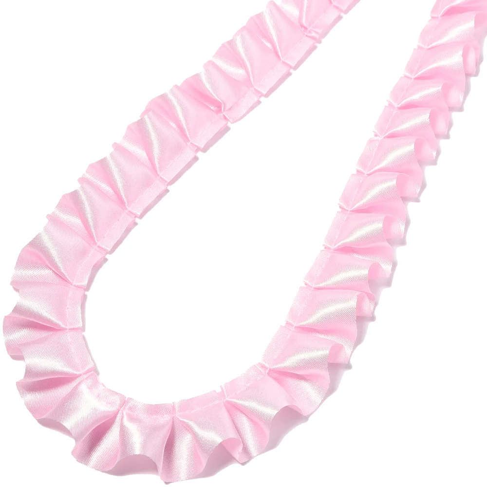 3 Yards 2,5 cm farbiges Satin-Plissee-Spitzenband mit Rüschenbesatz für Kleider, Kleidungsstücke, Nähen, Dekoration, DIY-Bastelarbeiten, Vorhänge, Taschen, Heimdekoration – Detail 10