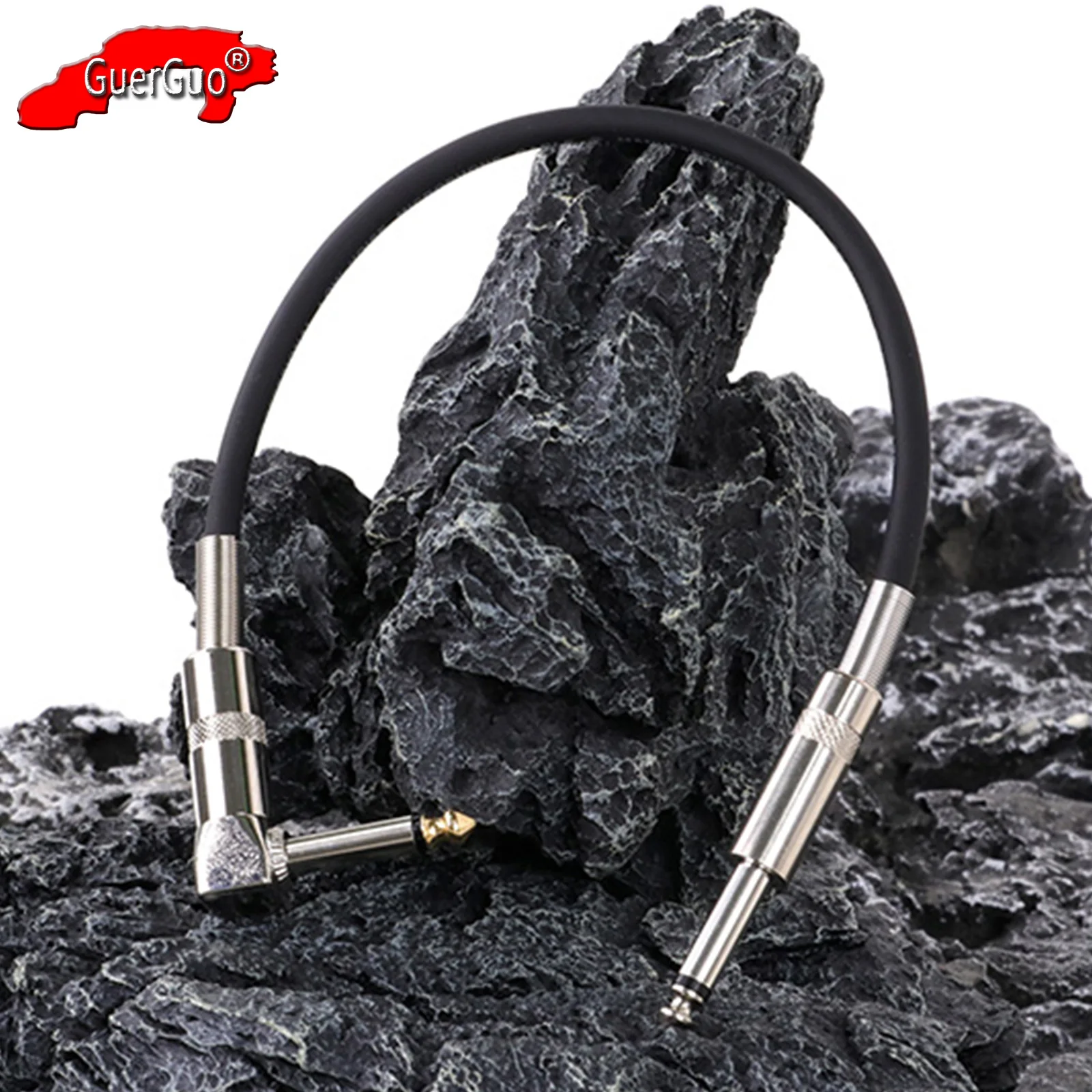 Guitar Instrument Cable,Right Angle 6.35mm 1/4 Inch to Straight TS Mono Jack Amp Cord for Guitar Bass Keyboard Effector Mixer