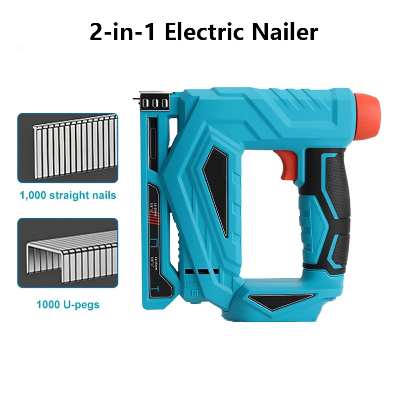 2 in 1 Electric Nailer with 2000 Staples Cordless Stapler Rechargeable Wireless Dual-Purpose Air Nail Gun For Makita 21V Battery