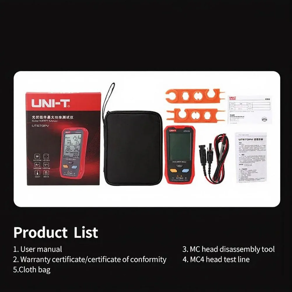 1Pc UT673PV Panel Tester 5-800W MPPT Meter For Photovoltaic System Open Circuit Short Circuit Current Detection Tool