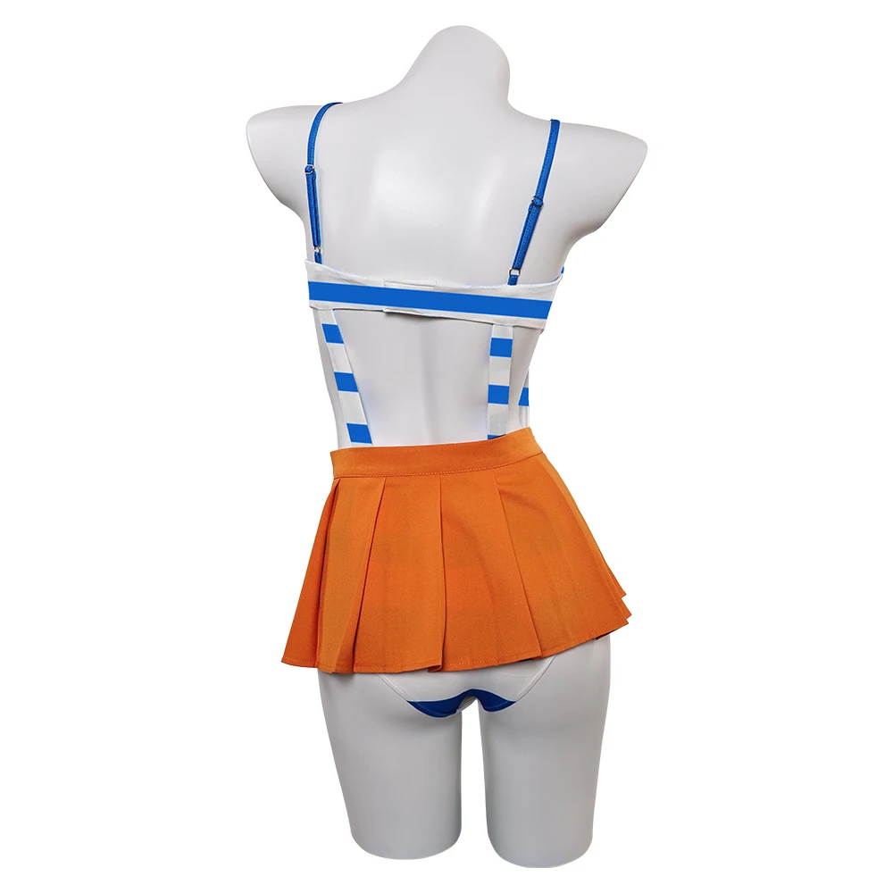 Traje de baño de Anime para mujer adulta, traje de Cosplay de Nami, Bikini Sexy, lencería, mono de playa, falda, trajes de fiesta de Carnaval de Halloween