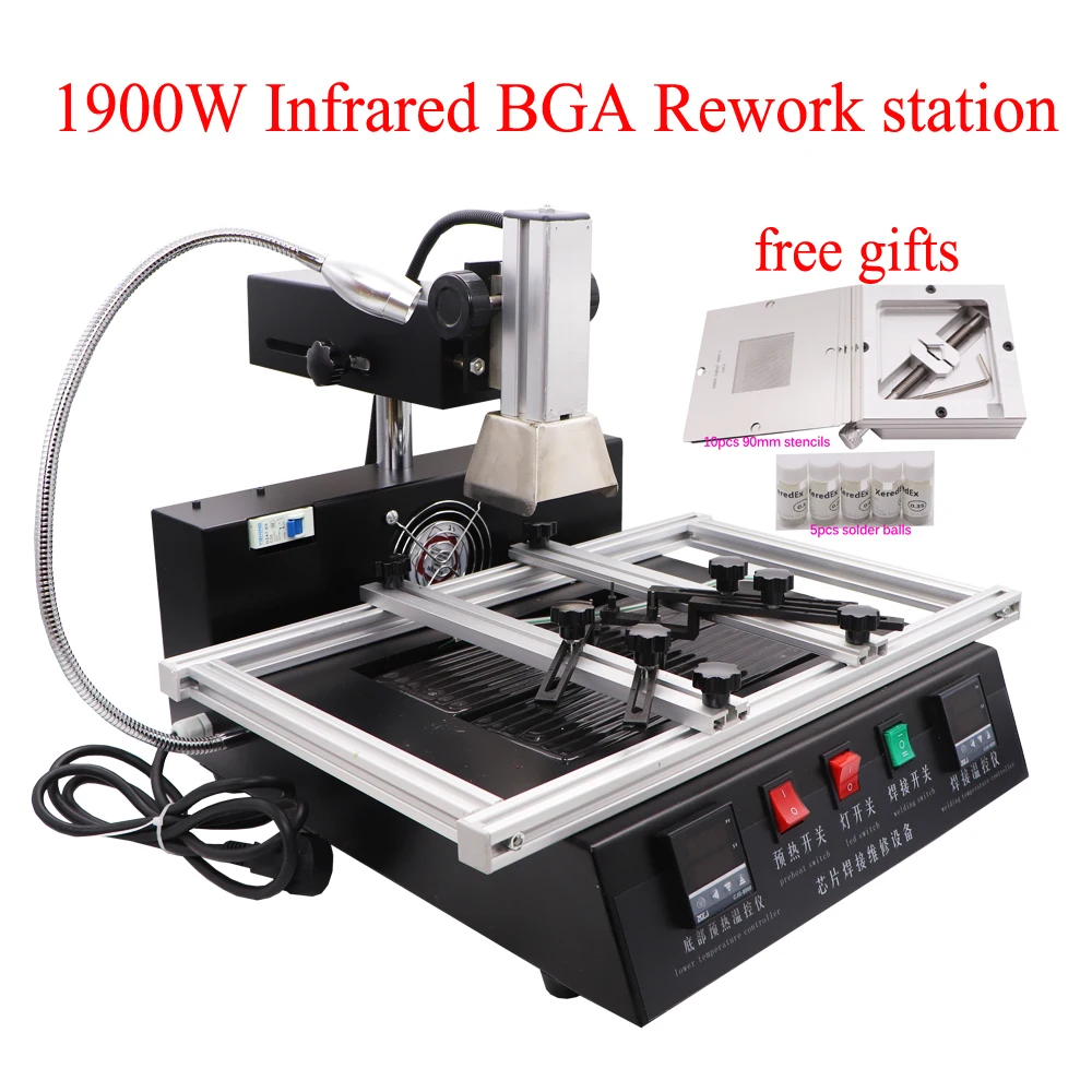 Infrared BGA Rework Station M770 with Solder Balls 90mm Stencils and High Cost Performance Raballing Machine 2 Zones 220V 1900W