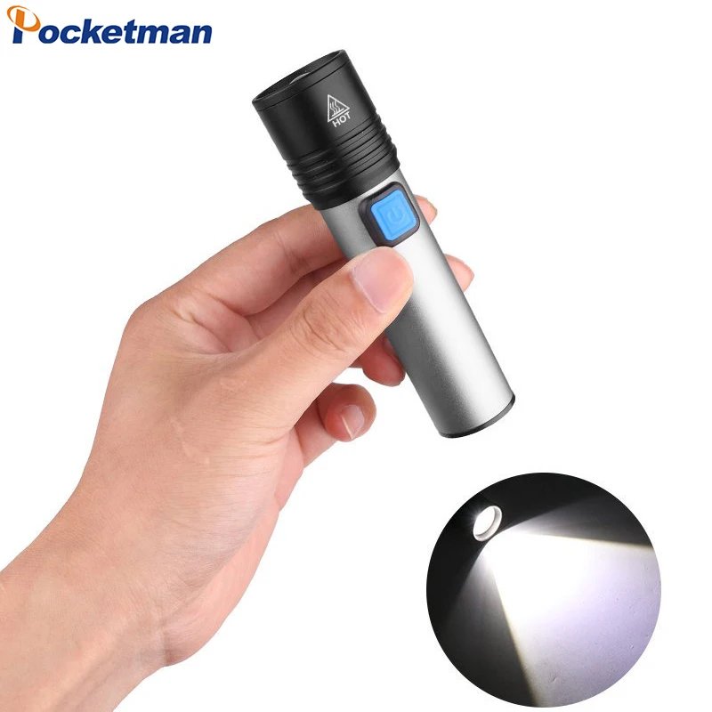 

Mini Aluminum Alloy Portable Tactical Flashlight 4 Lighting Modes USB Rechargeable Flashlights Zoomable Torch for Lighting