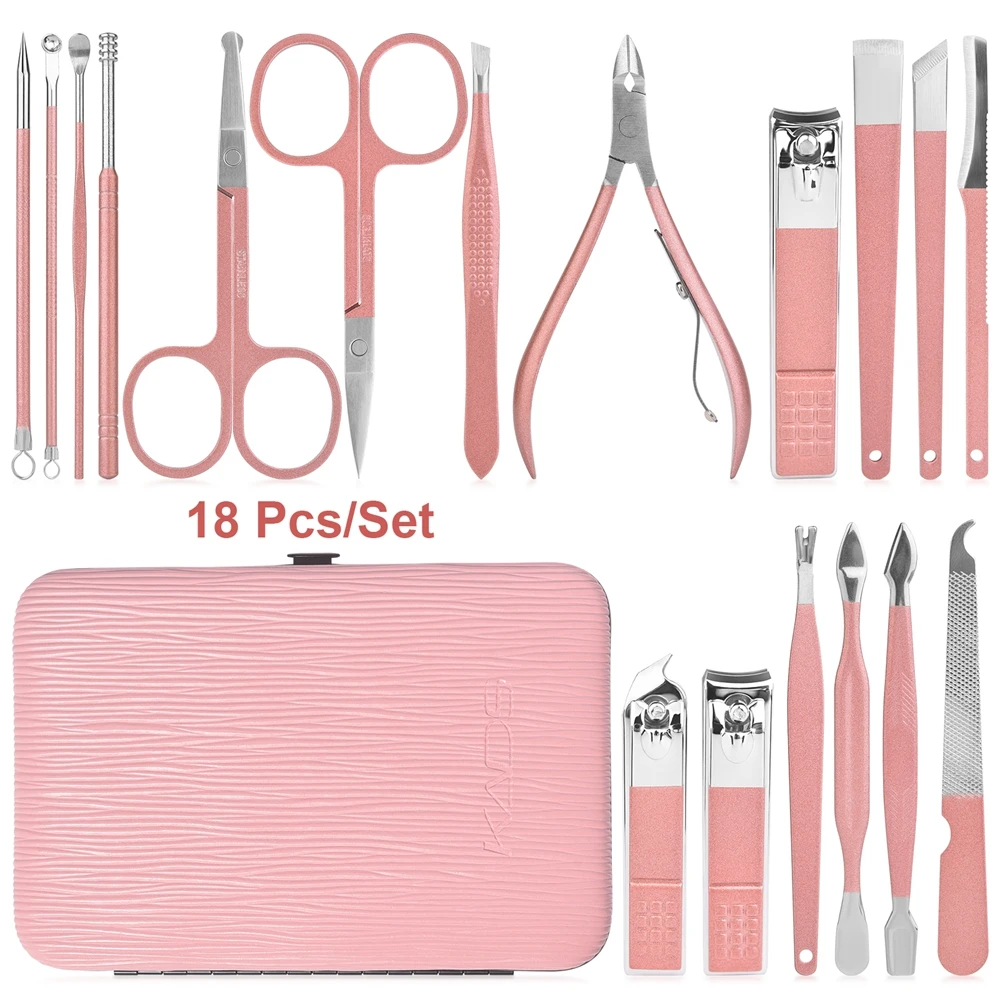 18Pcs Nail Clipper Set Stainless Steel Pedicure Nail Scissors Tool With Folding Bag Manicure Kits Scissors Makeup Beauty Tool