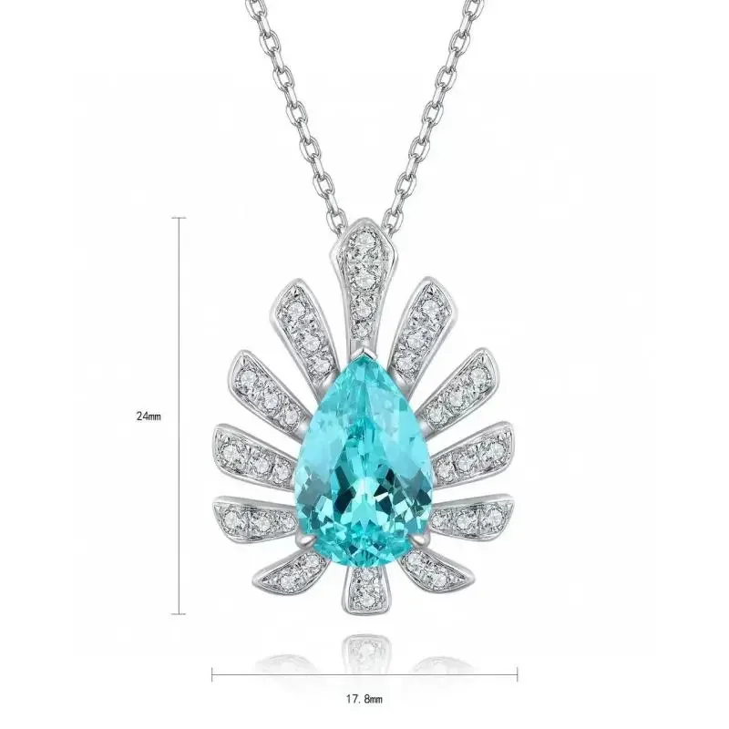 

Pirmiana Fashion 5.77ct Lab Grown Paraiba Sapphire Pendant Necklace S925 Silver Jewelry Engagement Gift Women