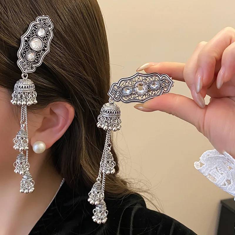 البيضاوي جولة الراين نمط جرس هامش مقاطع الشعر للنساء العرقية الجانب هامش منقار البط كليب نيو النمط الصيني اكسسوارات #3