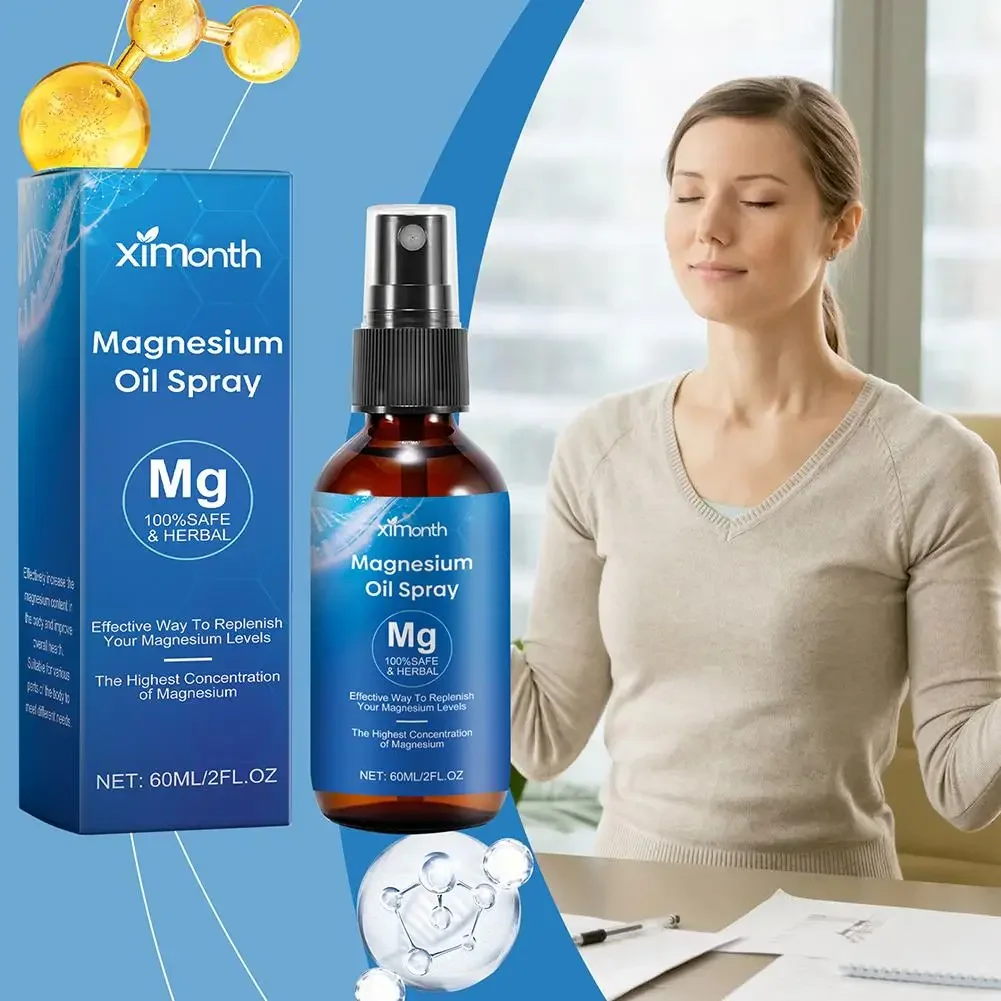 Semprotan minyak Magnesium murni, 2 buah 60ml 100% non-gmo meringankan nyeri otot tubuh menghaluskan & menghaluskan kulit untuk tidur lebih baik