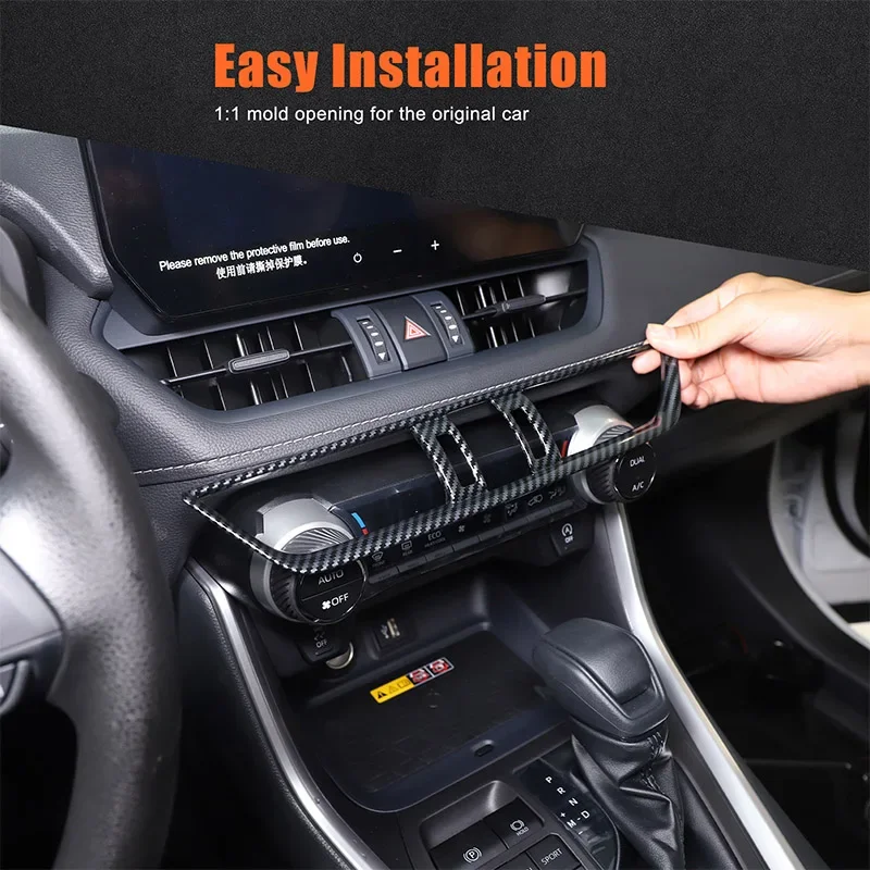 

For Toyota RAV4 2020-2024 ABS Carbon Fiber Car Center Control Air Outlet Frame Cover Trim Sticker Interior Car Accessories