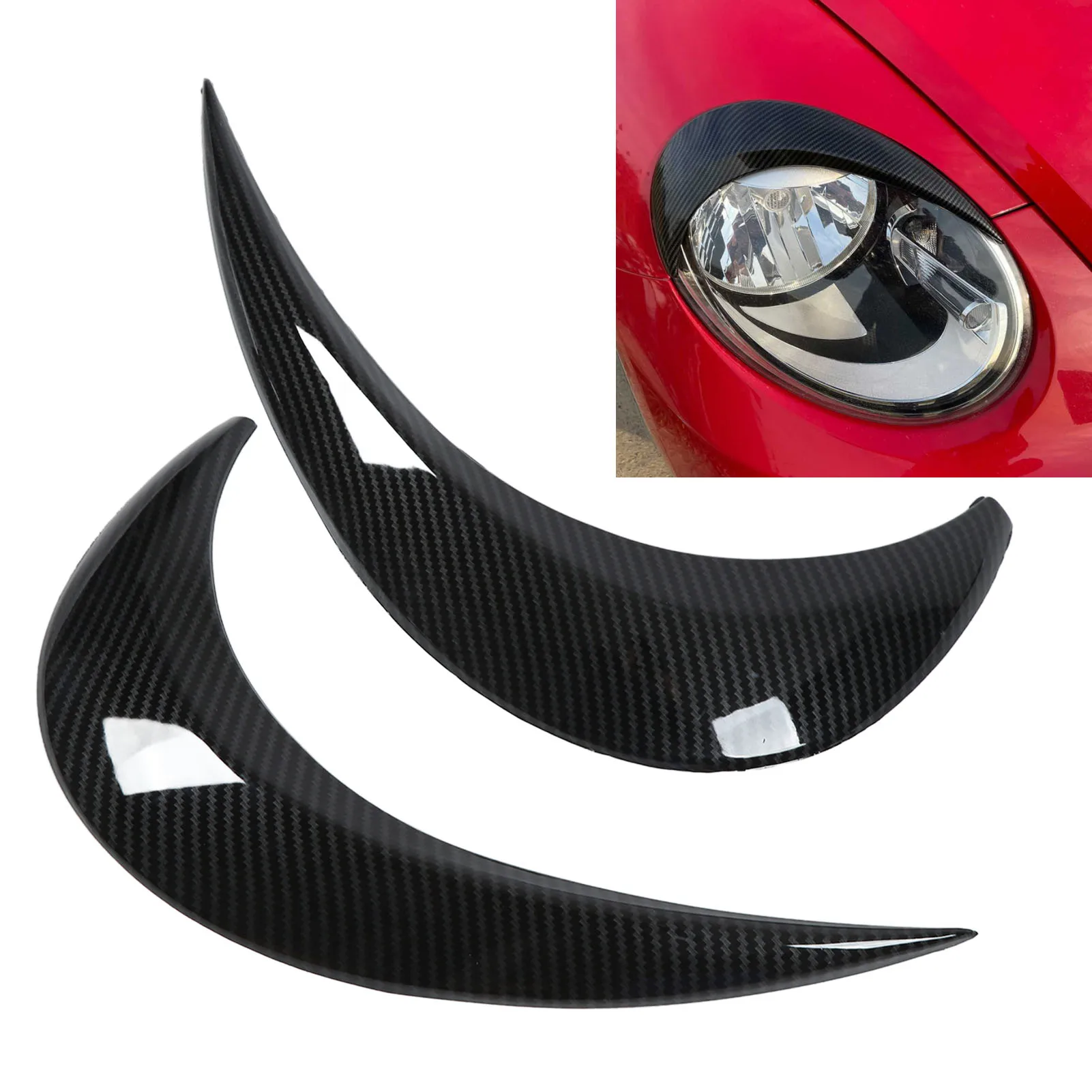 2pcs Headlight Eyebrow Left Right Carbon Fiber Color Stylish Streamlined Design Protective for Cars