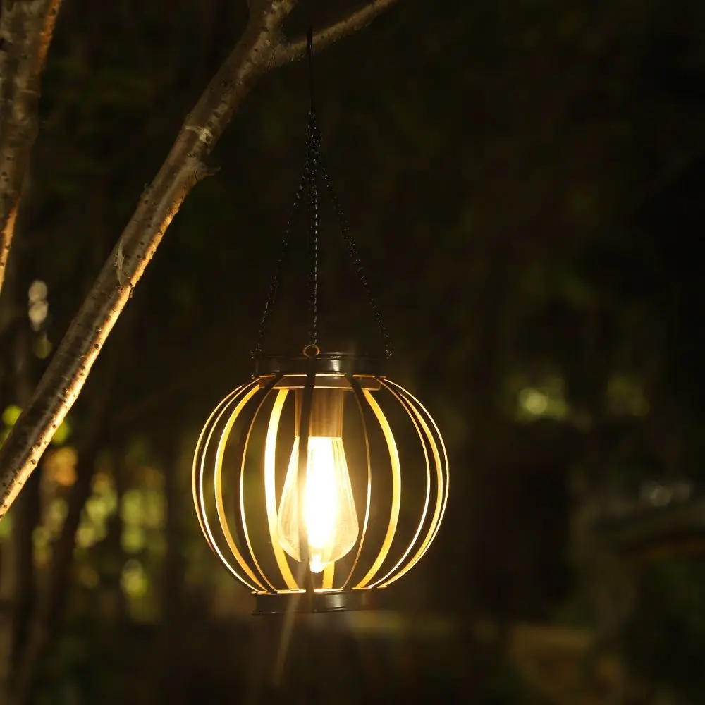 

Waterproof Solar Lantern Lights Retro with Handle Hook Wireless Outdoor Lights Rechargeable Multifunctional