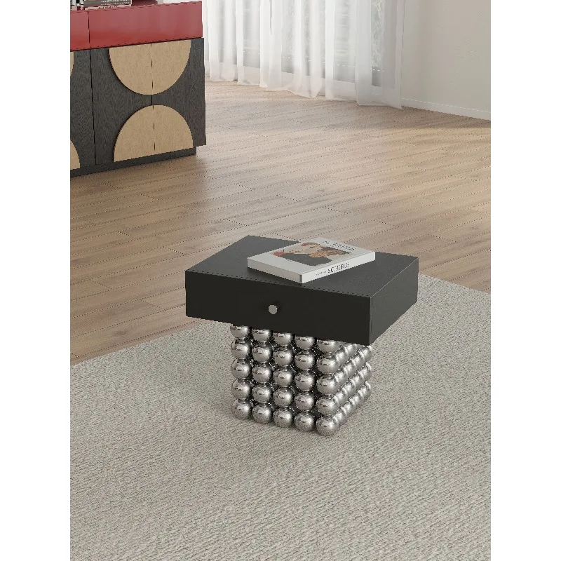Designer Italian Minimalist Nightstand Luxury High End Creative Bedside Cabinet and Sofa Side Accent Table