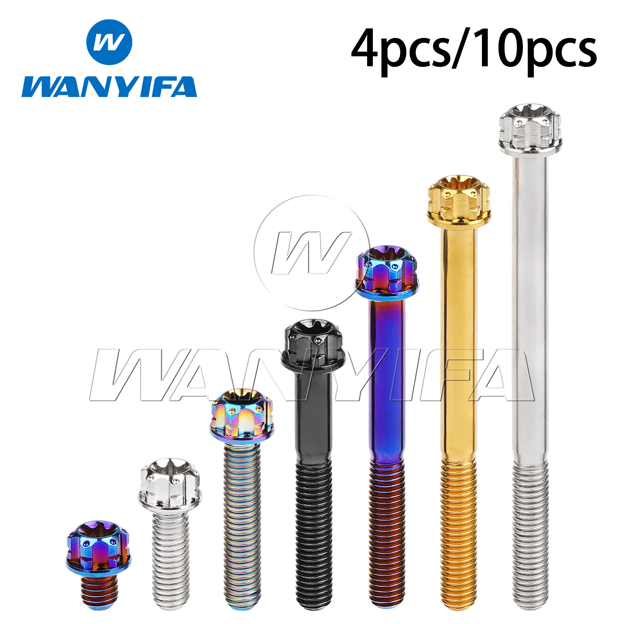 Wanyifa 4pcs/10pcs Titanium Bolts M5x6~90mm Small Flange With Marking Plummer Head for Bicycle And Motorcycle Accessory Parts
