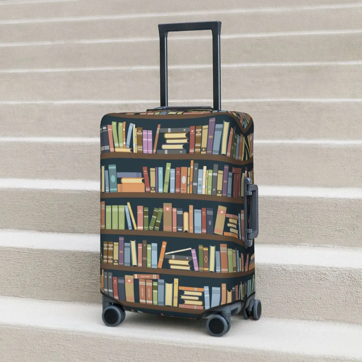 

Library Pirnt Suitcase Cover Flight Book Lovers Elastic Luggage Accesories Business Protection