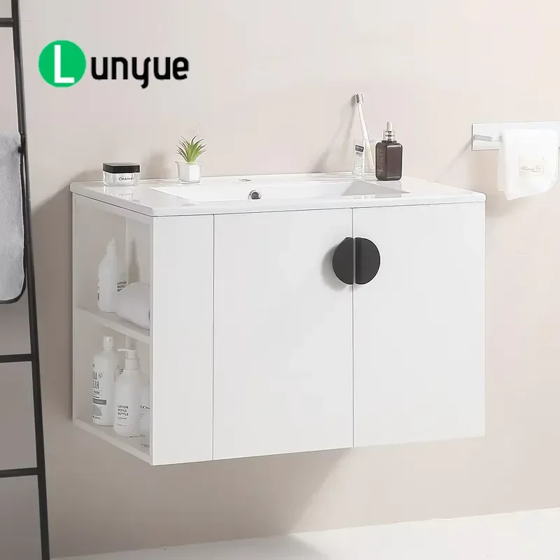30 Inch White Modern Wood Bathroom Vanity Floor Mounted Lacquered with Countertop and Basin for Home Bathroom Storage