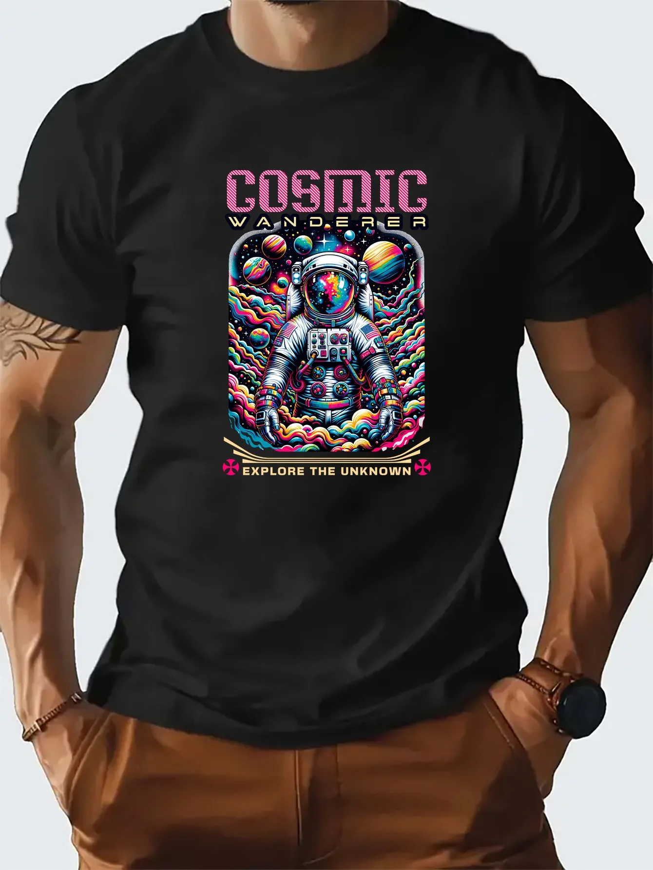 

Astronaut Graphic Printed Short-sleeved Luxury Cotton T-shirt Summer Unisex Men Women Casual Loose Fashion Trendy Clothing