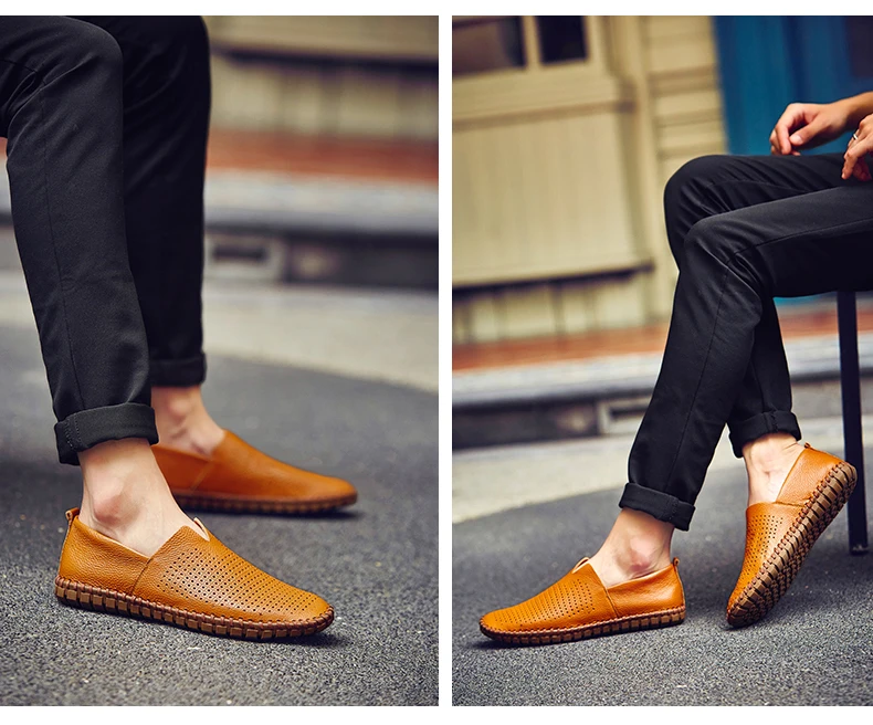 Mode männer Fahren Schuhe Handgemachte Leder Männer Müßiggänger Weiche Atmungsaktive männer Casual Schuhe Zapatillas Hombre Große Größe 38-48 – Detail 14